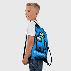 Рюкзак-мешок AMONG US - Синий в Короне, цвет: 3D-принт — фото 2