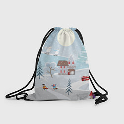 Рюкзак-мешок Зимний дворик, цвет: 3D-принт