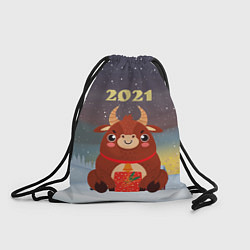 Рюкзак-мешок Бык с подарками 2021, цвет: 3D-принт