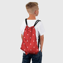 Рюкзак-мешок Белый горошек на красном фоне, цвет: 3D-принт — фото 2