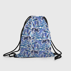 Рюкзак-мешок Рыбы-птицы Узоры, цвет: 3D-принт