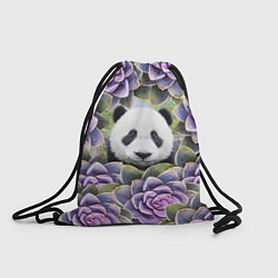 Рюкзак-мешок Панда среди цветов, цвет: 3D-принт