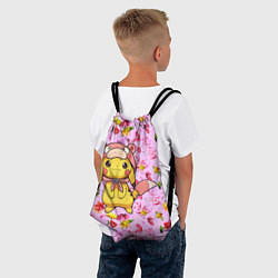 Рюкзак-мешок Пикачу в цветочках, цвет: 3D-принт — фото 2