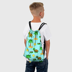 Рюкзак-мешок Черепашки и пальмы, цвет: 3D-принт — фото 2