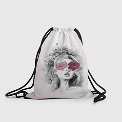 Рюкзак-мешок Девушка цветы акварель, цвет: 3D-принт