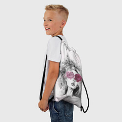 Рюкзак-мешок Девушка цветы акварель, цвет: 3D-принт — фото 2