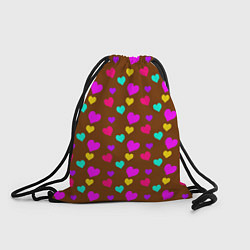 Рюкзак-мешок Сердечки разноцветные, цвет: 3D-принт