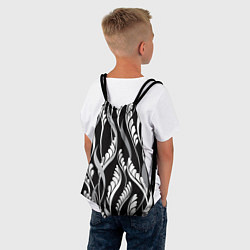 Рюкзак-мешок Листья в черно-Белом Цвете, цвет: 3D-принт — фото 2