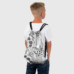 Рюкзак-мешок Черно-белый узор Тропики, цвет: 3D-принт — фото 2