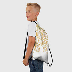Рюкзак-мешок Золотые цветы на белом, цвет: 3D-принт — фото 2