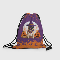 Рюкзак-мешок Мопс на хэллоуин, цвет: 3D-принт