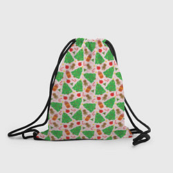 Рюкзак-мешок Новогодние ёлки и подарки, цвет: 3D-принт