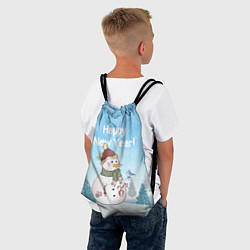 Рюкзак-мешок Снеговик во дворе, цвет: 3D-принт — фото 2