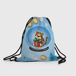 Рюкзак-мешок Тигренок в новогоднем шаре, цвет: 3D-принт
