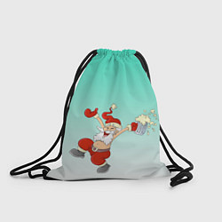 Рюкзак-мешок Веселый празднующий дед Мороз, цвет: 3D-принт