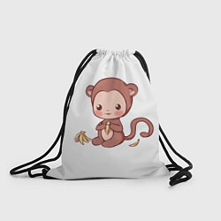 Рюкзак-мешок Милая обезьяна ест банан, цвет: 3D-принт