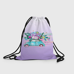 Рюкзак-мешок Новогодний ретро автомобиль, цвет: 3D-принт