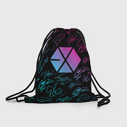 Рюкзак-мешок EXO BAND НЕОНОВЫЕ АВТОГРАФЫ, цвет: 3D-принт