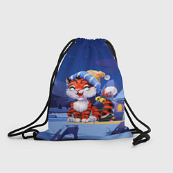 Рюкзак-мешок Праздничный тигренок 2022 Новогодний, цвет: 3D-принт