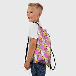 Рюкзак-мешок Полевые фиолетовые и желтые цветочки, цвет: 3D-принт — фото 2