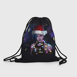 Рюкзак-мешок Джинкс в шапке Деда Мороза, цвет: 3D-принт