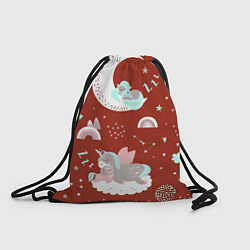 Рюкзак-мешок Единорог на облакеспящий единорог, цвет: 3D-принт