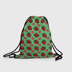 Рюкзак-мешок Клубника на зеленом фоне, цвет: 3D-принт