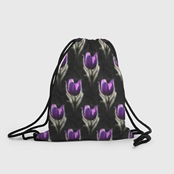 Рюкзак-мешок Фиолетовые цветы - паттерн, цвет: 3D-принт