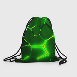 Рюкзак-мешок 3D ПЛИТЫ НЕОН NEON GREEN HEXAGON РАЗЛОМ, цвет: 3D-принт