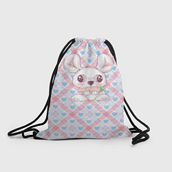 Рюкзак-мешок Маленький заяц на фоне сердечек, цвет: 3D-принт