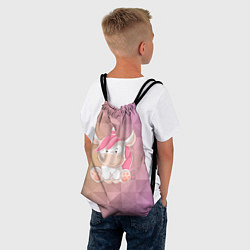 Рюкзак-мешок Единорог с розовыми волосами, цвет: 3D-принт — фото 2