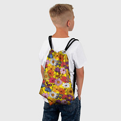 Рюкзак-мешок Цветочки-лютики на желтом фоне, цвет: 3D-принт — фото 2