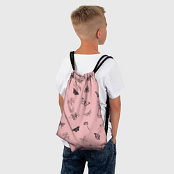 Рюкзак-мешок Цветочки и бабочки на розовом фоне, цвет: 3D-принт — фото 2