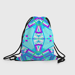 Рюкзак-мешок Геометрический орнамент в голубых тонах, цвет: 3D-принт