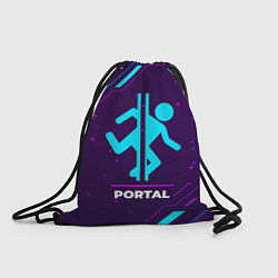 Рюкзак-мешок Символ Portal в неоновых цветах на темном фоне, цвет: 3D-принт