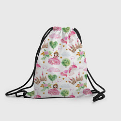 Рюкзак-мешок Принцесса, замки и единороги, цвет: 3D-принт