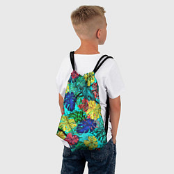 Рюкзак-мешок Тропические растения на бирюзовом фоне, цвет: 3D-принт — фото 2