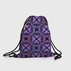 Рюкзак-мешок Розово-фиолетовый цветочный орнамент на черном, цвет: 3D-принт