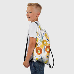 Рюкзак-мешок Цветы Жёлтые Нарисованные, цвет: 3D-принт — фото 2
