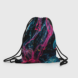 Рюкзак-мешок Неоновые краски во тьме - Розовый и голубой, цвет: 3D-принт