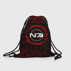 Рюкзак-мешок Символ Mass Effect и краска вокруг на темном фоне, цвет: 3D-принт
