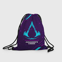 Рюкзак-мешок Символ Assassins Creed в неоновых цветах на темном, цвет: 3D-принт