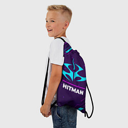Рюкзак-мешок Символ Hitman в неоновых цветах на темном фоне, цвет: 3D-принт — фото 2