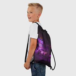 Рюкзак-мешок Неоновый ночной переход - Фиолетовый, цвет: 3D-принт — фото 2