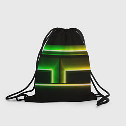 Рюкзак-мешок Неоновые фигуры и линии - Зелёный и жёлтый, цвет: 3D-принт