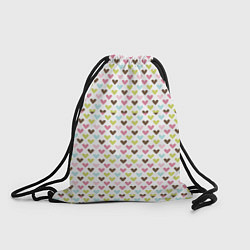 Рюкзак-мешок Разноцветные светлые сердечки, цвет: 3D-принт