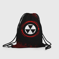 Рюкзак-мешок Символ Fallout и краска вокруг на темном фоне, цвет: 3D-принт