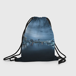 Рюкзак-мешок Неоновый город вдалеке и небо - Синий, цвет: 3D-принт