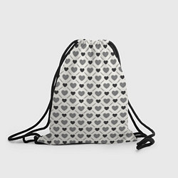Рюкзак-мешок Сердечки черно-белые паттерн, цвет: 3D-принт