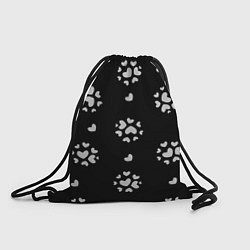Рюкзак-мешок Серые сердца на черном фоне, цвет: 3D-принт